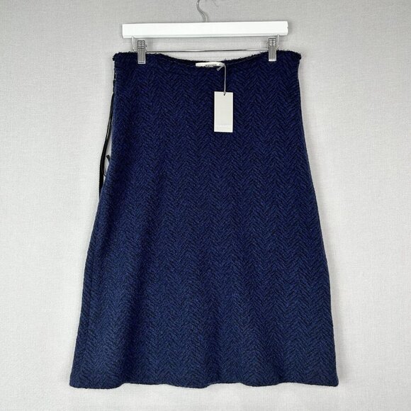 Humanoid Womens Skirt Medium Blue Wool Blend Sunne TP Night Knit Work Minimalist